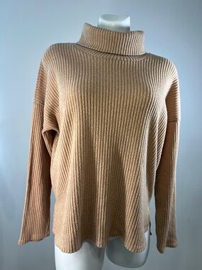 Forever 21 Ribbed Turtleneck Sweater in Camel Tan LARGE